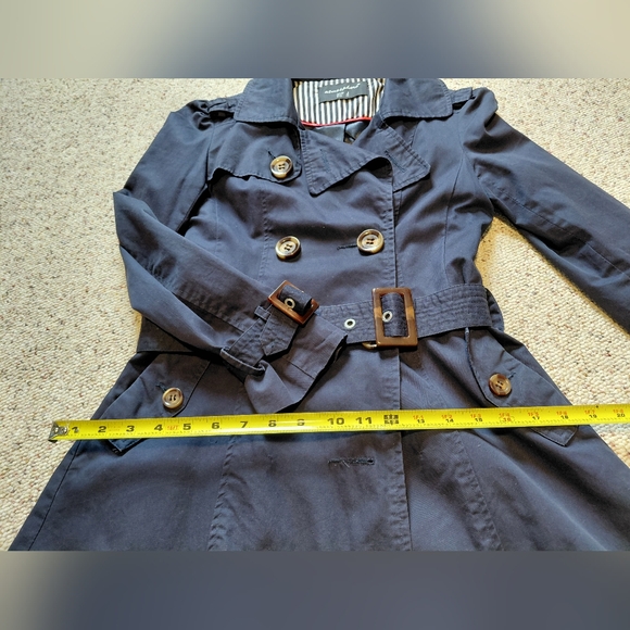 🌟Atmosphere Navy Blue Trench Coat Size S🌟 - Picture 11 of 16
